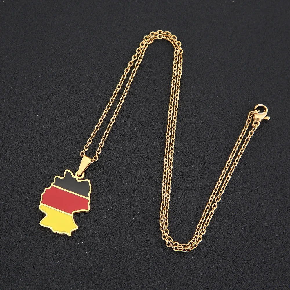 2024 new fashion stainless just Germany map map pendant necklace temperament everything collarbone chain birthday anniversary gi