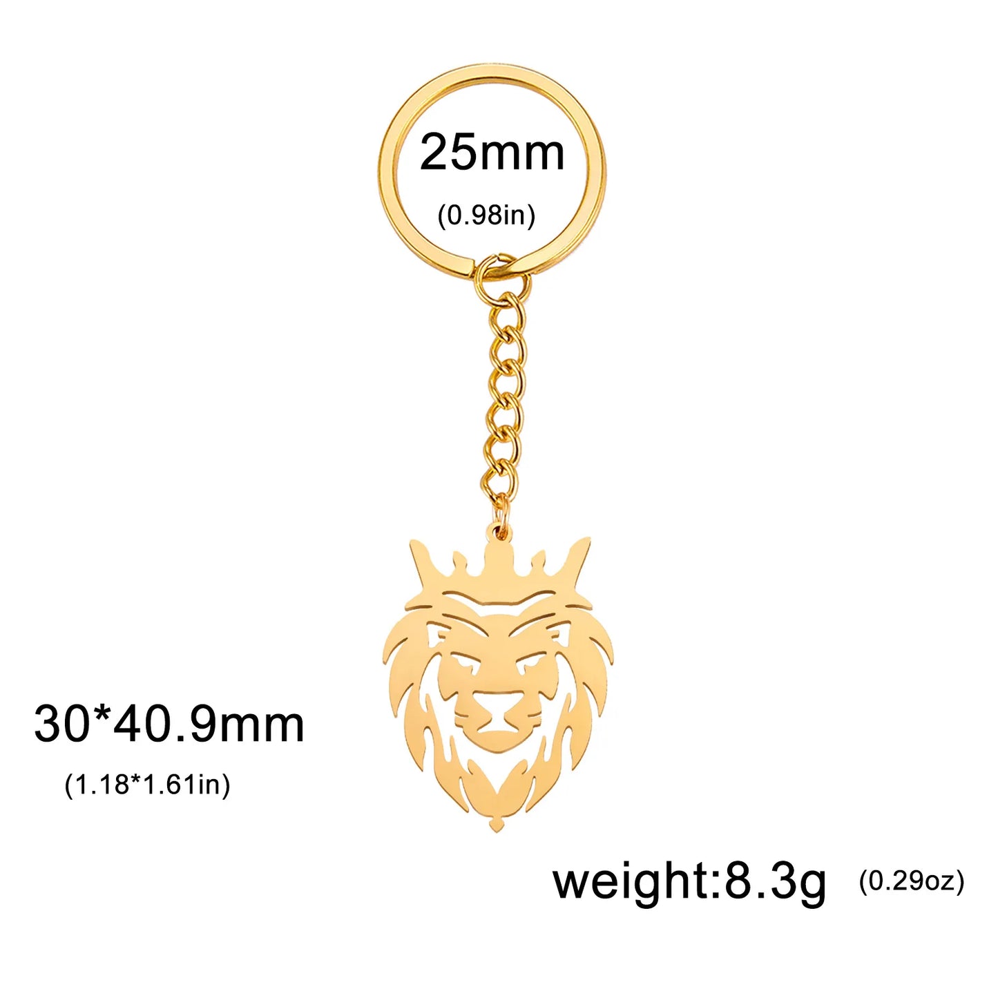 2024 New fashion cut titanium steel chain keychain Lion King Pendant Hip Hop punk style stainless steel animal keychain