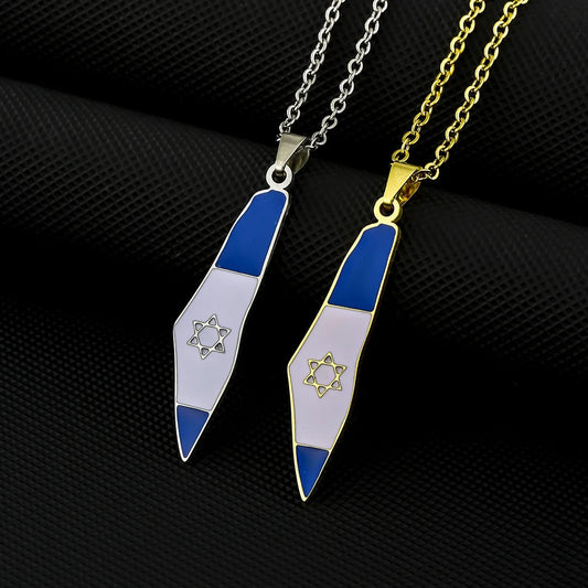 2024 new fashion stainless just Israel six stars map flag pendant necklace temperament everything collarbone chain birthday anni