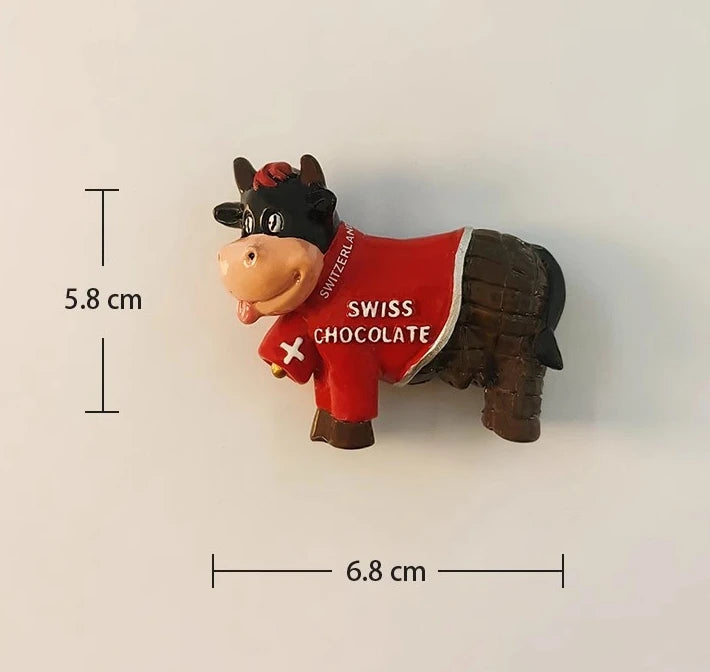Swiss Dairy Cows Hand-painted 3D Fridge Magnets Switzerland Souvenirs Refrigerator Magnetic Stickers Gift