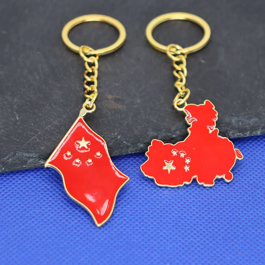 2024 New fashion China flag map keychain pendant men's and women's bags car key chain accessory anniversary small gift