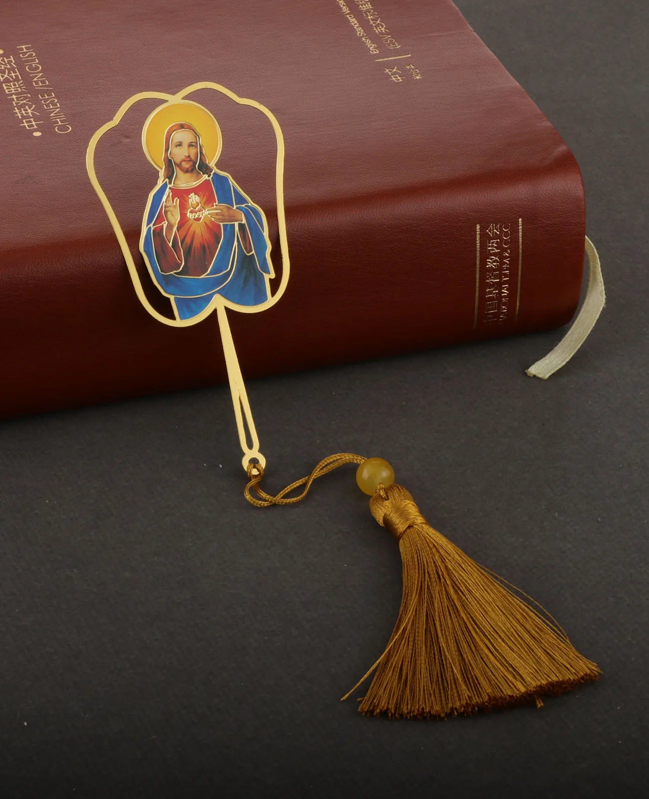 Christian Holy Family Bookmarks Hollow Copper Jesus Christ The Teacher Tassel Bookmark Accessories for Reader Birthday Gift