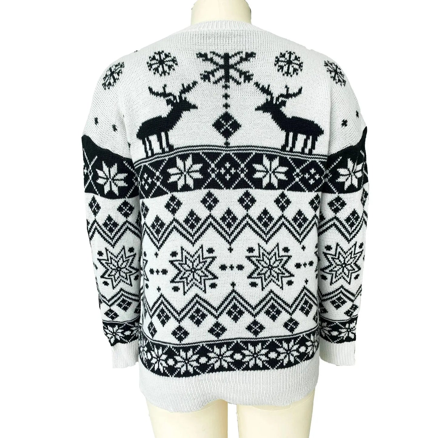 2025 Winter Women's Christmas Sweater Elk Print Knitted Jumpers Full Sleeve O Neck Casual Loose Knitwear Pullover Tops Xmas Look