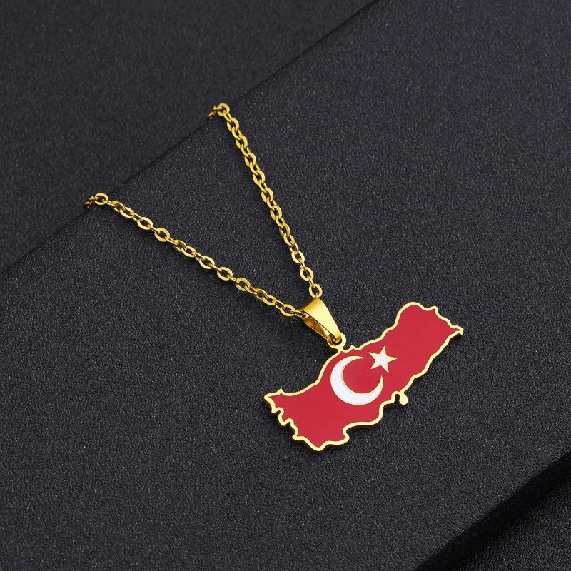 2024 new fashion stainless Gangerchi map pendant necklace temperament everything collarbone chain birthday anniversary gift