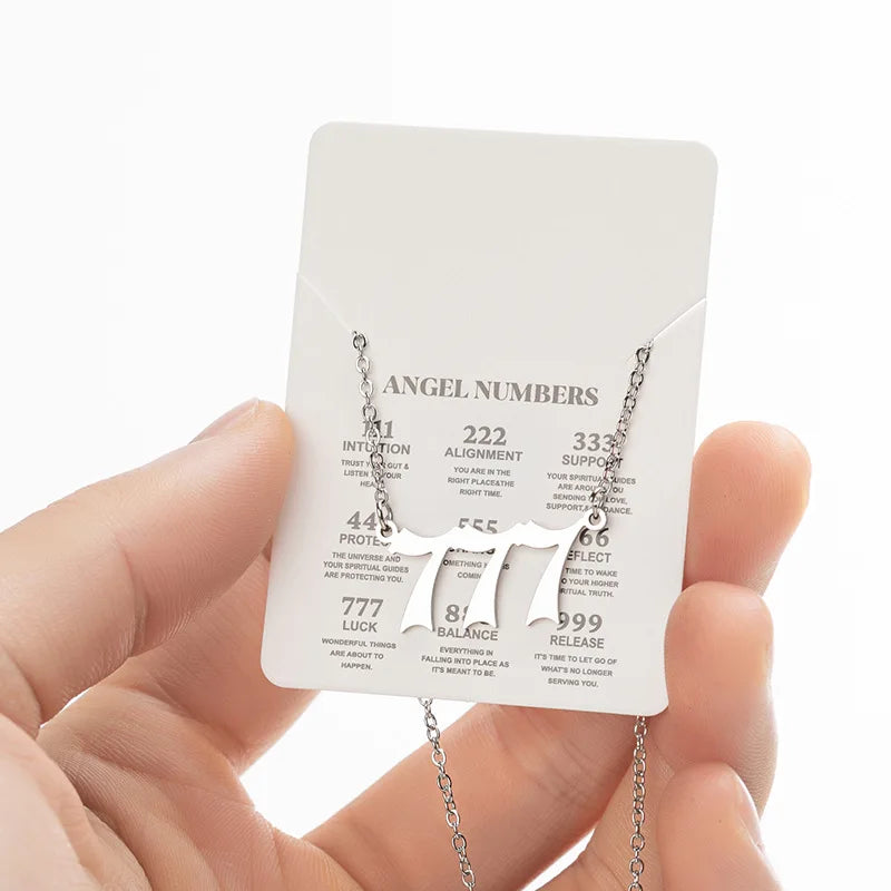 2024 new fashion stainless steel Angel lucky number pendant necklace temperament 100 matching 000-999 collarbone chain accessory