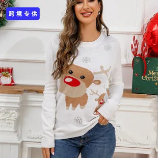 2025New Sweater Christmas Gift Sweater European and American Autumn and Winter Lazy Style Pullover Knitted Sweater