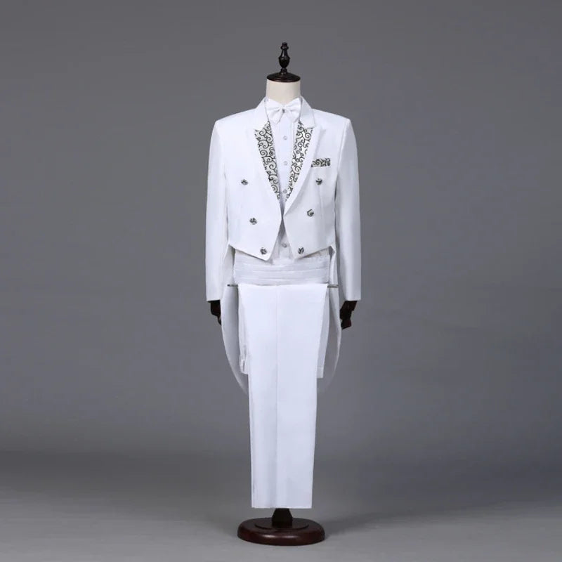2024  Bent Flower Red/black /white Men's Dress Tuxedo Set Two-pieces,magician's Stage Performance, Conductor's Blazer Jacket