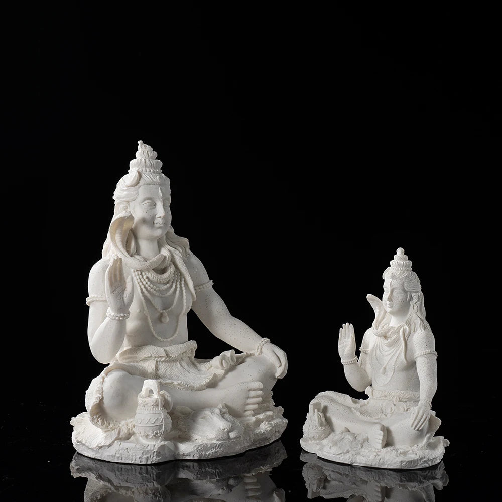 Vilead 13cm Sandstone Shiva Statue Yoga Figurine Ornament Zen Meditation Buddha Decor India Religion Feng Shui Craft Home Living