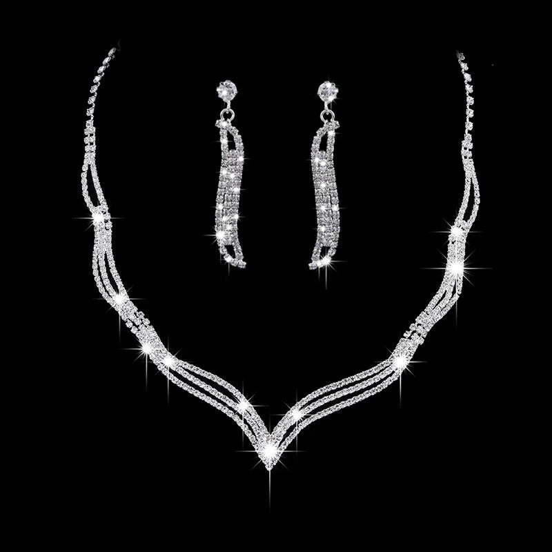 2025 New Design Hot-Selling  Necklace Earrings Bracelet Set Fashion Clavicle Chain Bridal Jewelry