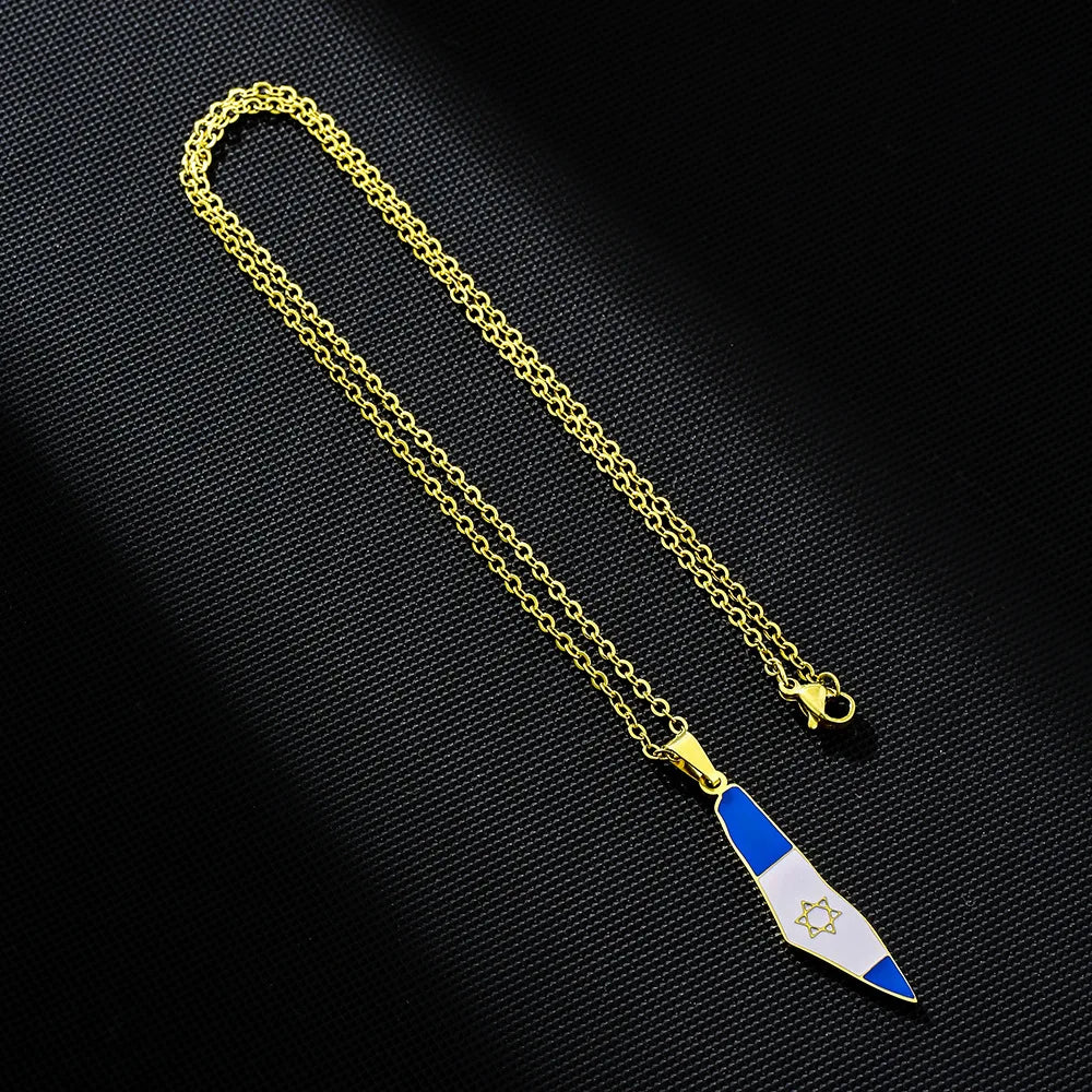2024 new fashion stainless just Israel six stars map flag pendant necklace temperament everything collarbone chain birthday anni