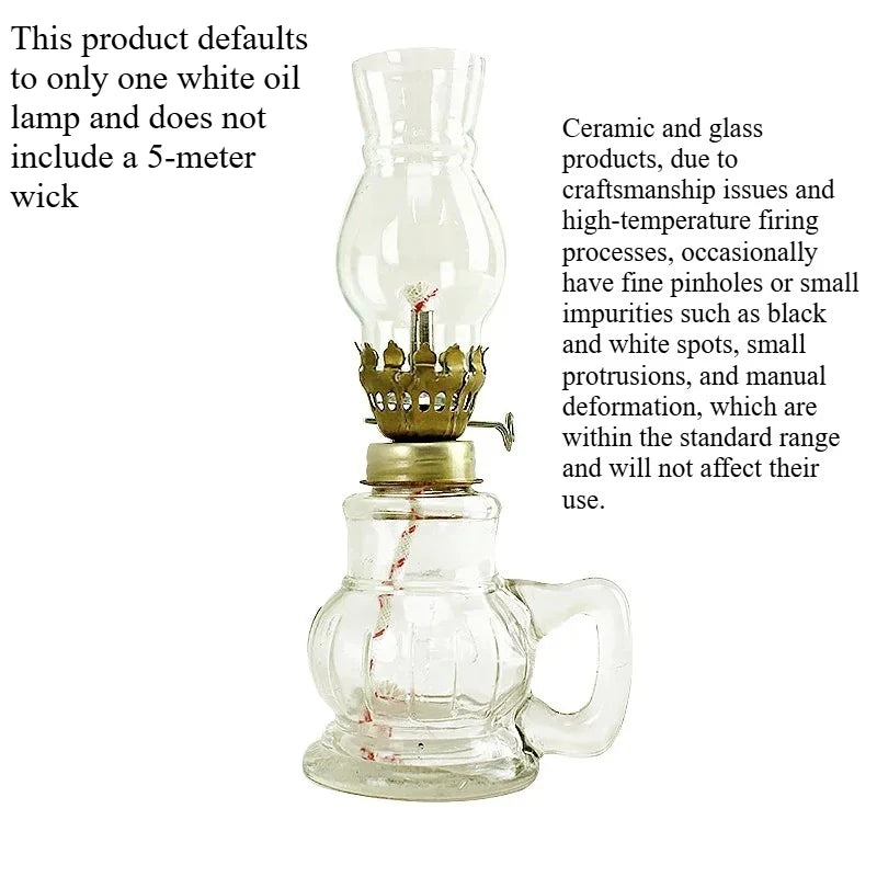 1 Retro Kerosene Candle Holder Windproof Oil Lamp with Glass Cover, Suitable for Emergency Lighting and Indoor Decoration