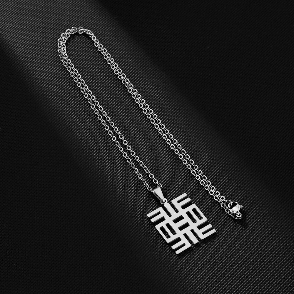 2024 New fashion stainless steel African ancient cultural symbol necklace for women and men couples ethnic style accessories col