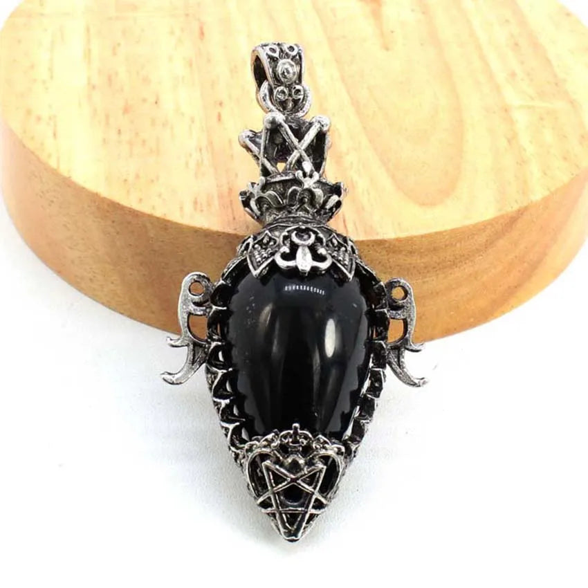 Water Drop Crystal Pendulum for Dowsing Spiritual Divination Natural Amethyst Rose Quartz Onyx Antique Pendulums Pendant Pendulo