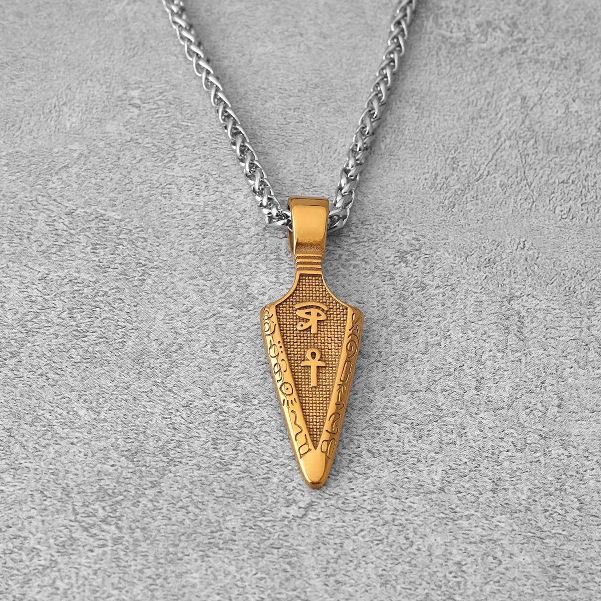 Viking Stainless Steel Gold Color Spear Pendant Necklace Scandinavian Rune Amulet Black Necklace Jewelry Men's Punk Hip Hop Gift