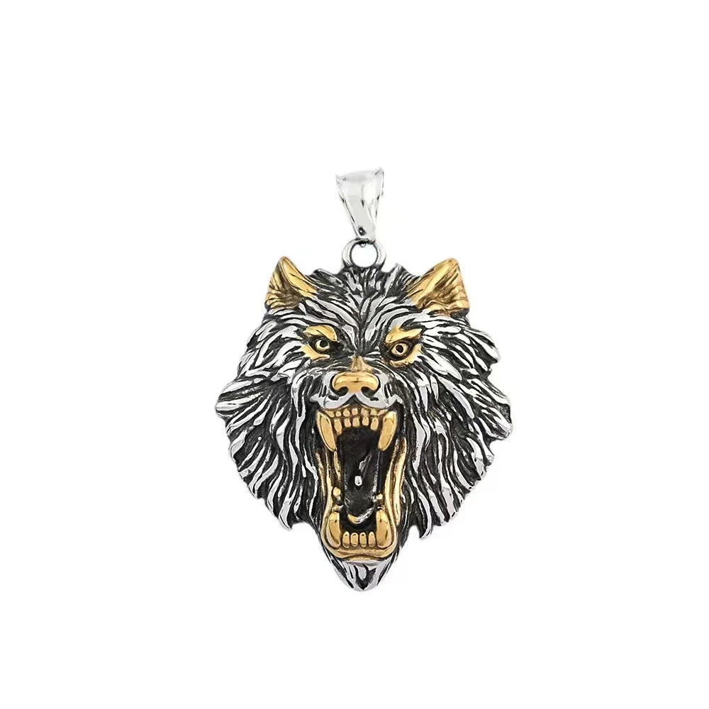 Vintage Nordic Mythology Odin Wolf Pendant Necklace For Men Stainless Steel Viking Fenrir Necklaces Amulet Jewelry Dropshipping
