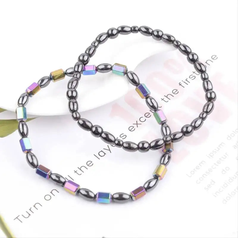 1/2/4/6Pcs Hematite Ankle Bracelet Colorful Elastic Anklet Bohemian Summer Beach Clothing Accessories Energy Hematite Jewelry