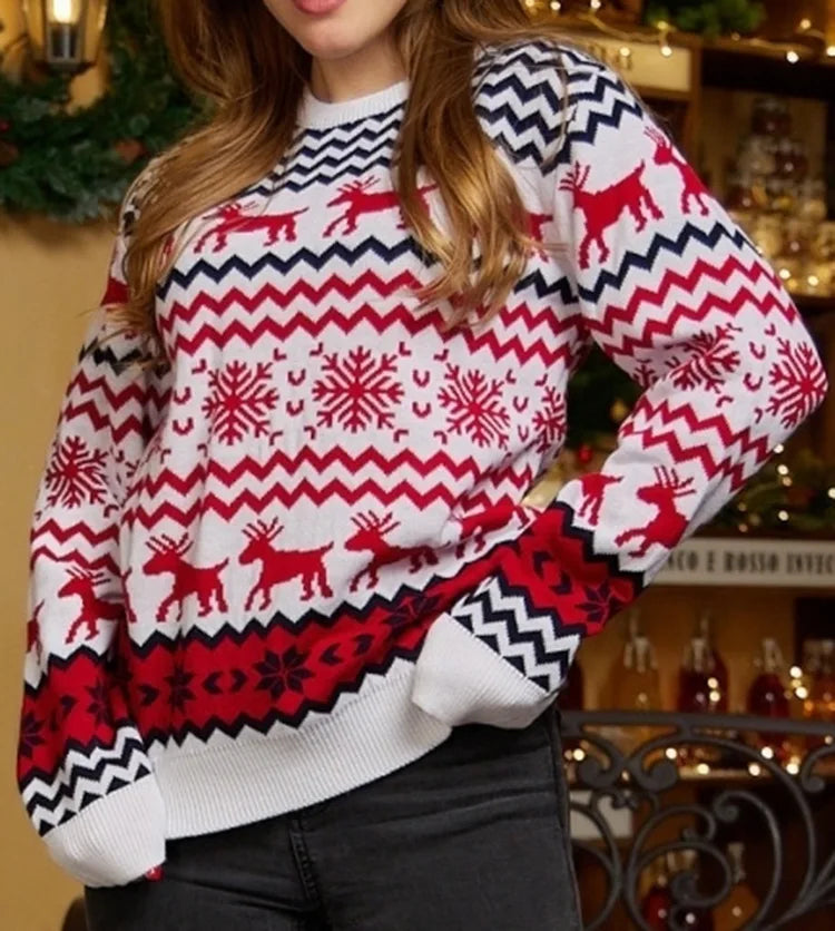 Family Christmas Sweater 2024 New Women Men Couples Matching Clothes Soft Warm Knitwear Jacquard Pullover Top Xmas Look Jumpers