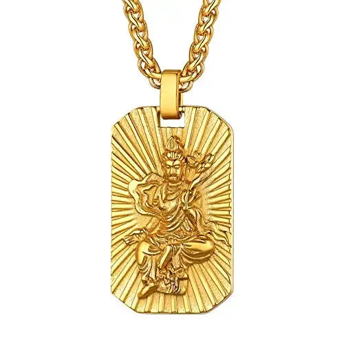 U7 Buddha Necklaces Tantric Buddhism Jewelry Eight Zodiac Guardian Buddha Pendant Dog Tags Talisman Buddhist Amulet Jewellery