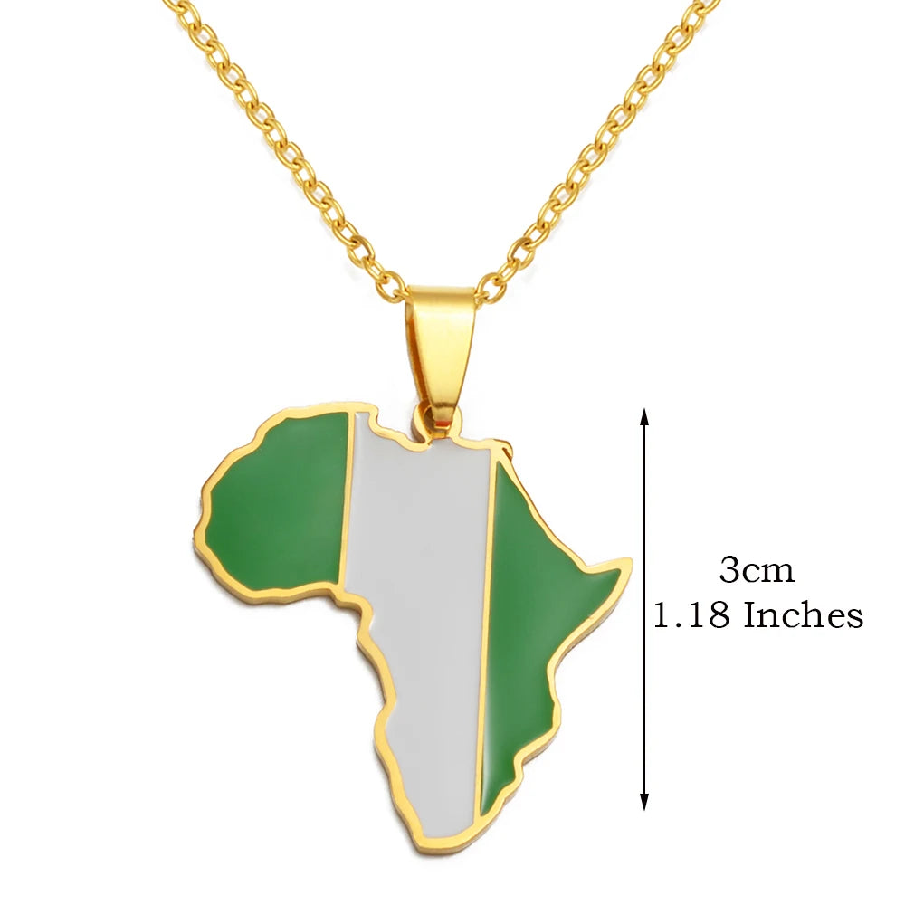 3CM Hip-Hop Africa Map Pendant Necklaces Stainless Steel Jewelry Kenya Mali Senegal Somalia Ghana Sierra Leone Liberia #350221