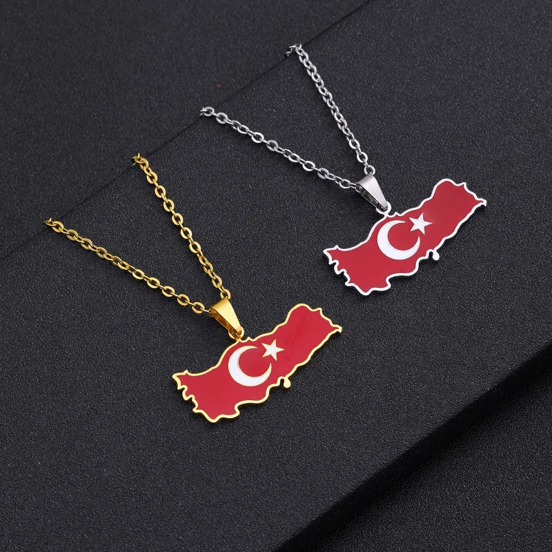 2024 new fashion stainless Gangerchi map pendant necklace temperament everything collarbone chain birthday anniversary gift