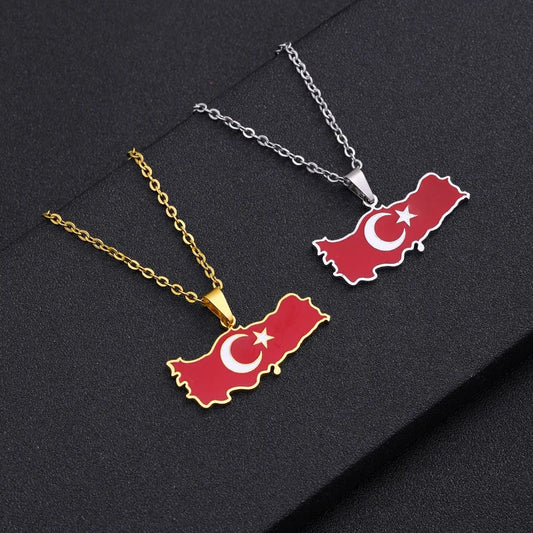 2024 new fashion stainless Gangerchi map pendant necklace temperament everything collarbone chain birthday anniversary gift