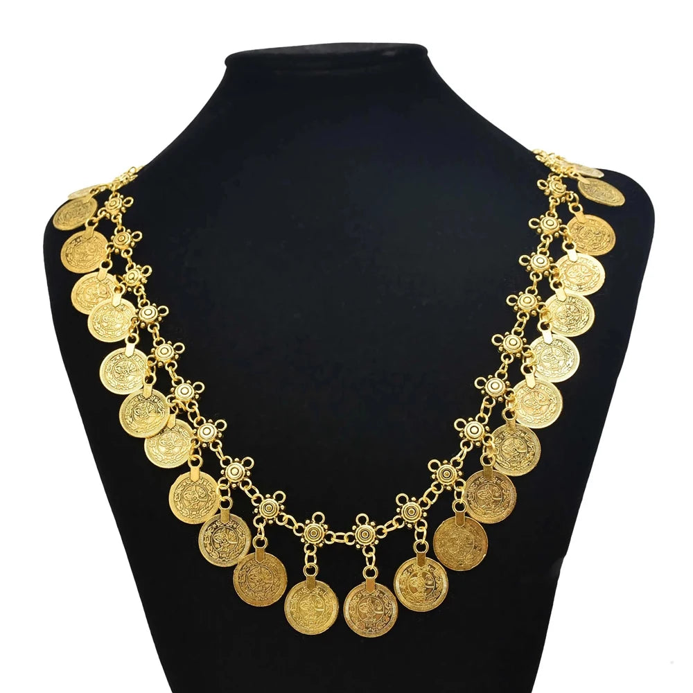 Vintage Gypsy Tribal Boho Ethnic Coins Tassel Choker Necklace for Women Summer Beach Party Dance Collares Afghan Indian Jewelry