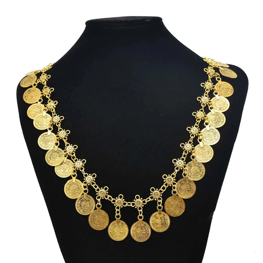 Vintage Gypsy Tribal Boho Ethnic Coins Tassel Choker Necklace for Women Summer Beach Party Dance Collares Afghan Indian Jewelry