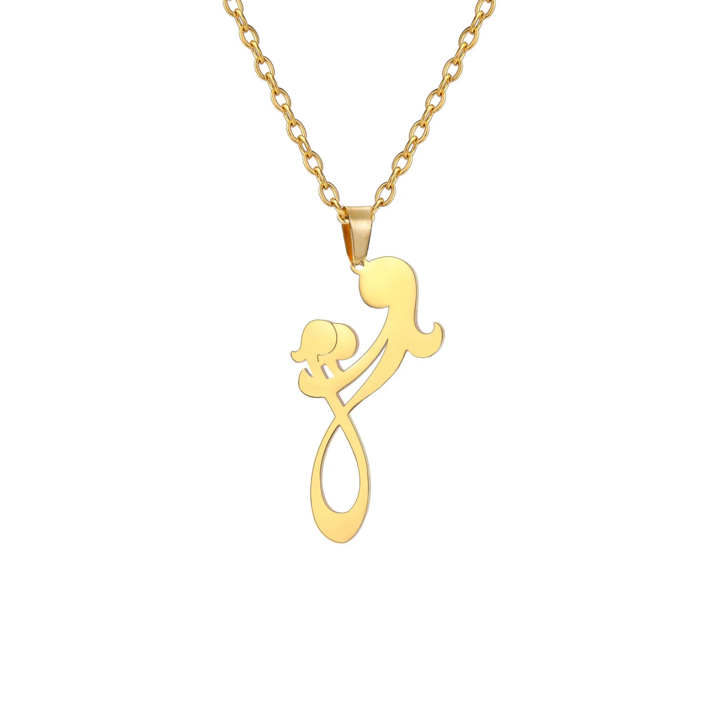 2024 New fashion Mom and Two Kids pendant necklace temperament everything with stainless steel collarbone chain accessories acce