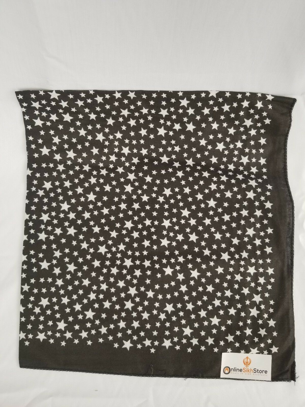 Sikh Punjabi Black White Stars Hindu bandana Head Wrap Gear Rumal Handkerchief