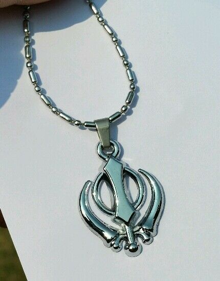 Beautiful UNISEX SMALL Stunning Steel Punjabi Sikh Khanda Pendant in Ball Chain