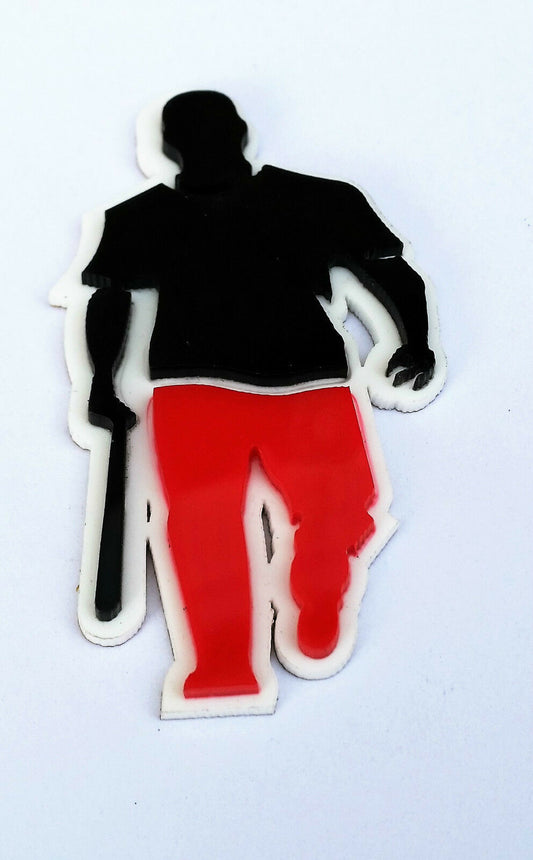 Punjabi Gangster with Baseball Bat RED Trousers ACRYLIC Adhesive Back Sticker