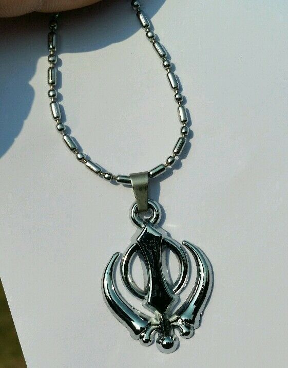 Beautiful UNISEX SMALL Stunning Steel Punjabi Sikh Khanda Pendant in Ball Chain