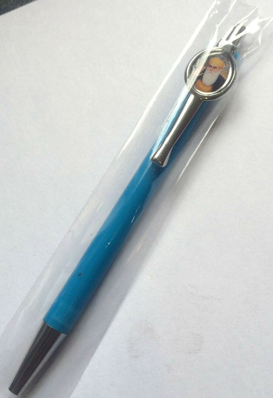 Punjabi Hindu Sikh Khalsa Guru Nanak Photo Ball Pen - Turquoise Colour Gift