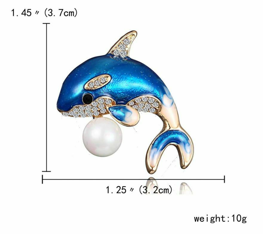 Christmas New Year Stunning Diamonte Gold Plated Dolphin Brooch Pin Broach A6