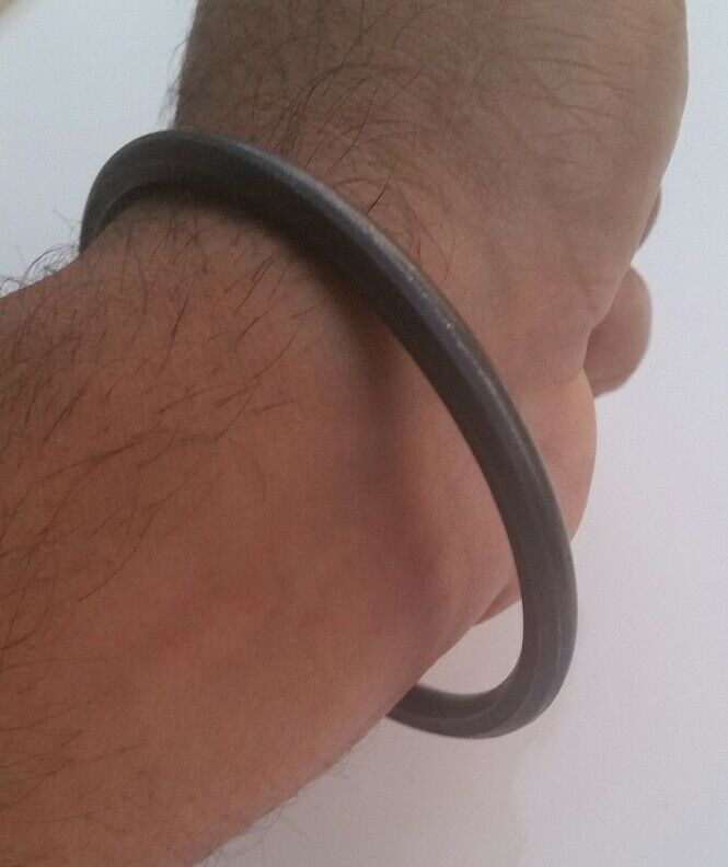 Black SARBLOH STEEL Pure Iron Round Smooth Sikh Singh KAUR Khalsa Kara Bracelet