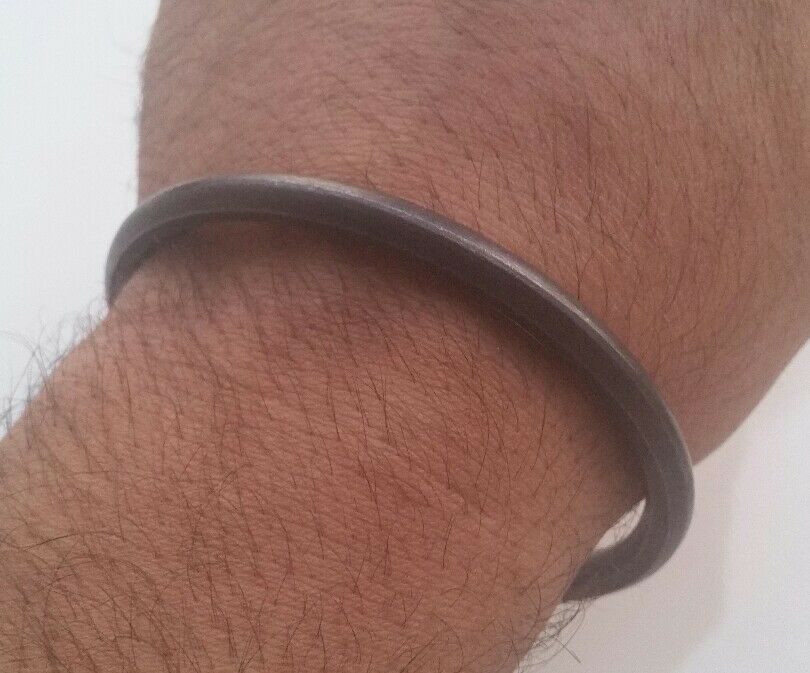 Black SARBLOH STEEL Pure Iron Round Smooth Sikh Singh KAUR Khalsa Kara Bracelet