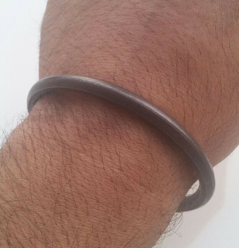 Black SARBLOH STEEL Pure Iron Round Smooth Sikh Singh KAUR Khalsa Kara Bracelet