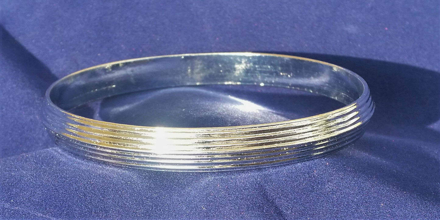 Stunning Chrome Plated Steel Punjabi Hindu Sikh Singh Khalsa 7 Lines Kara OS18