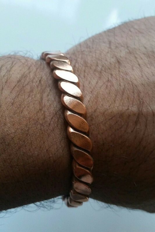 Unisex Pure Copper Twisted Wires Bracelet Cuff Adjustable Size Hindu Kara D12B