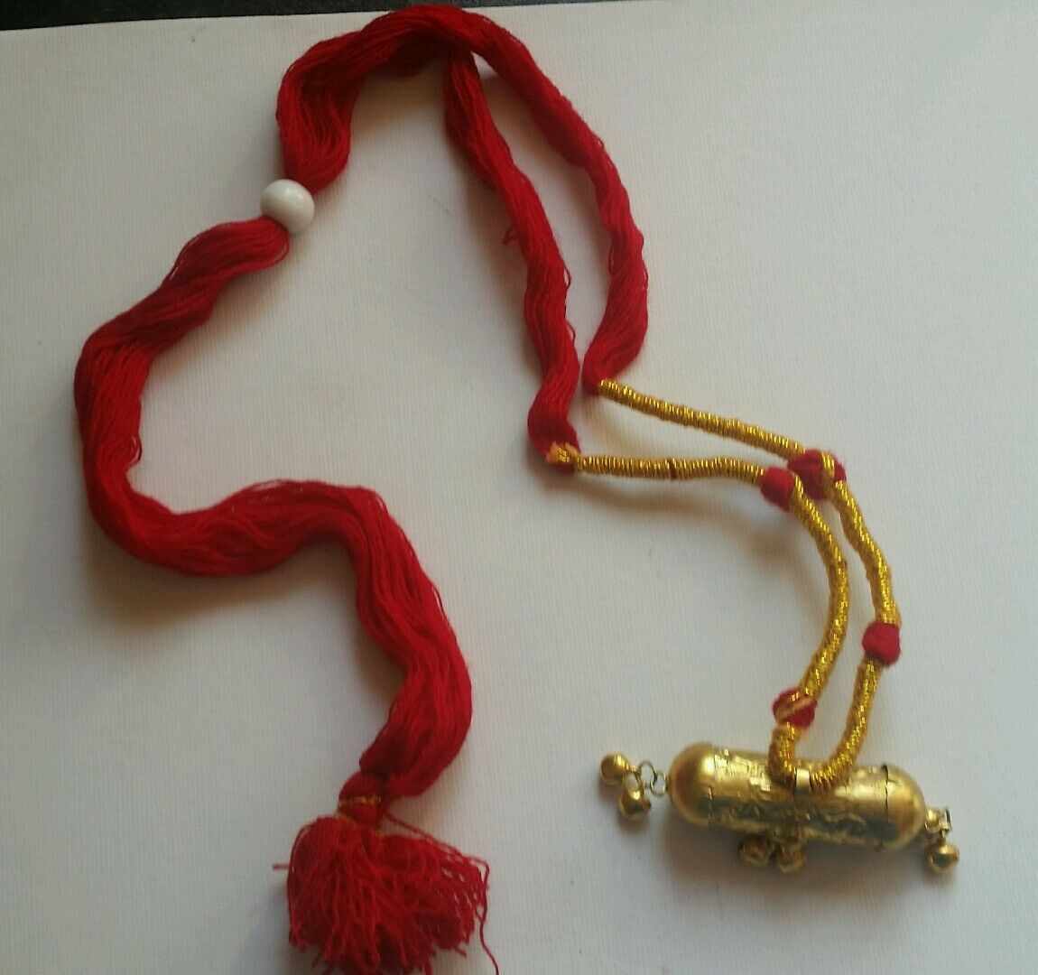 Traditional Punjabi Folk SARTAJ Taweet Locket Pendant in RED thread necklace