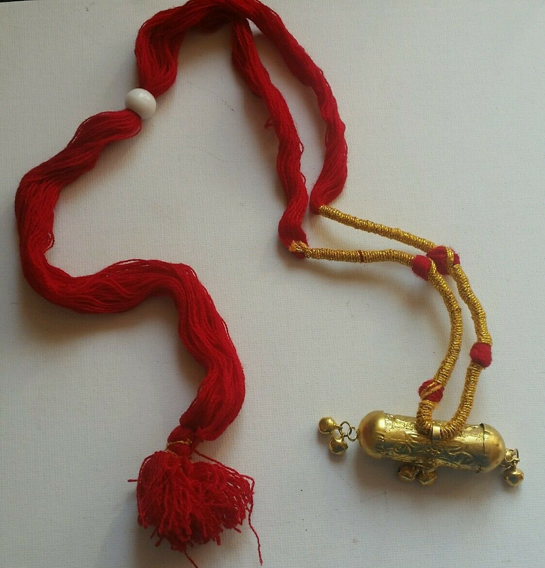 Traditional Punjabi Folk SARTAJ Taweet Locket Pendant in RED thread necklace