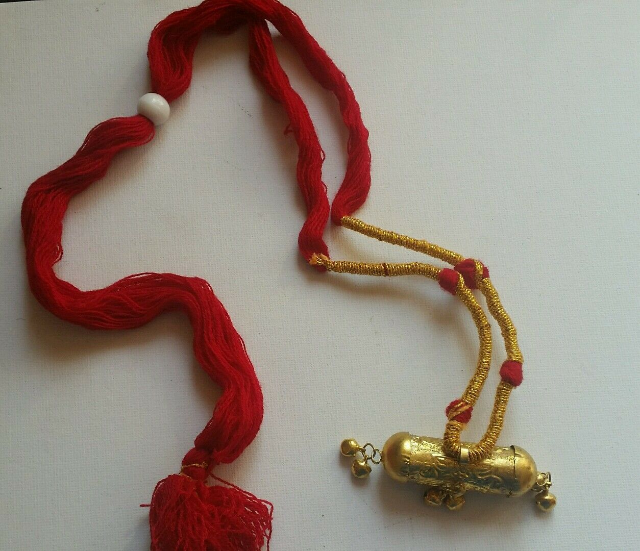 Traditional Punjabi Folk SARTAJ Taweet Locket Pendant in RED thread necklace