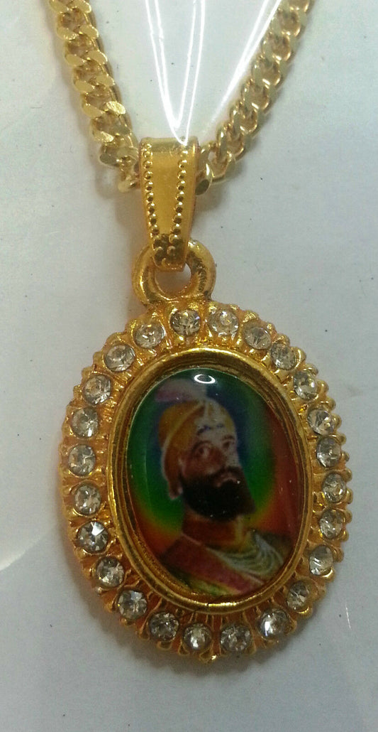 Unisex Gold Plated Stunning Rhinesstones Small Guru Gobind Singh Sikh Pendants