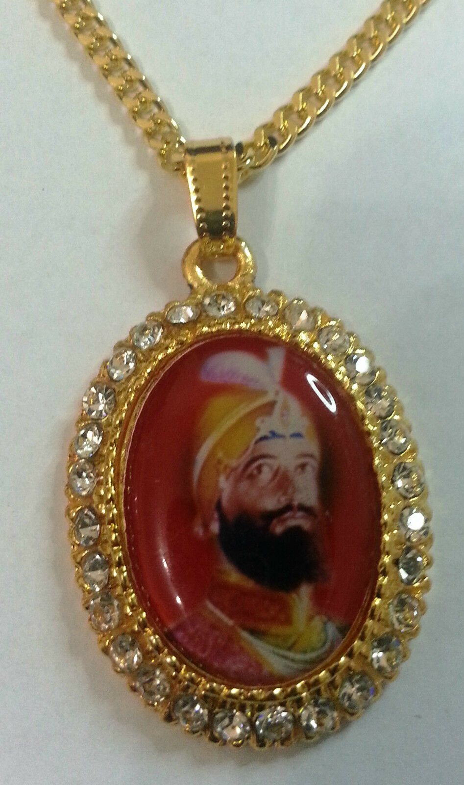 Unisex Gold Plated Stunning Rhinesstones Small Guru Gobind Singh Sikh Pendants