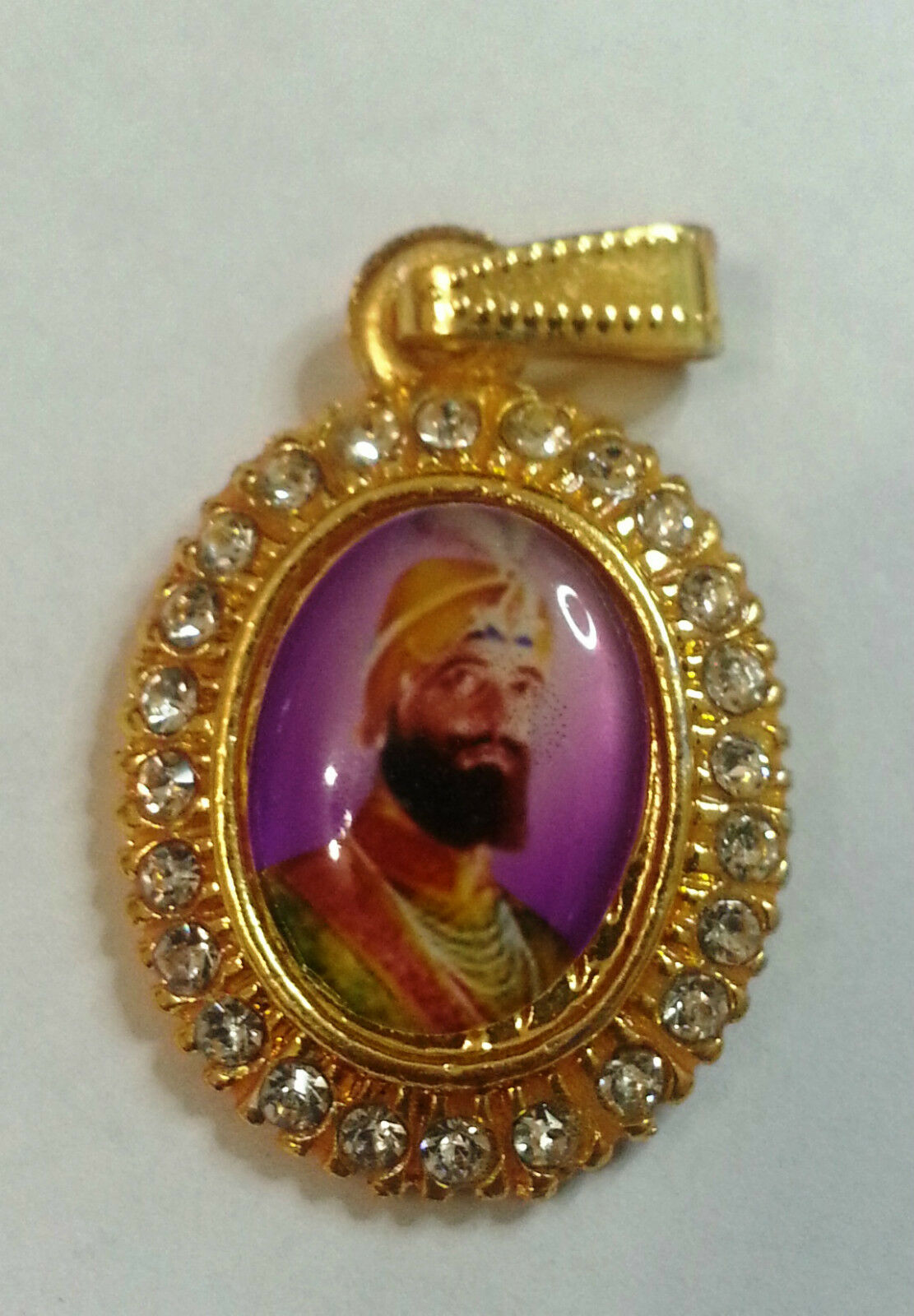 Unisex Gold Plated Stunning Rhinesstones Small Guru Gobind Singh Sikh Pendants