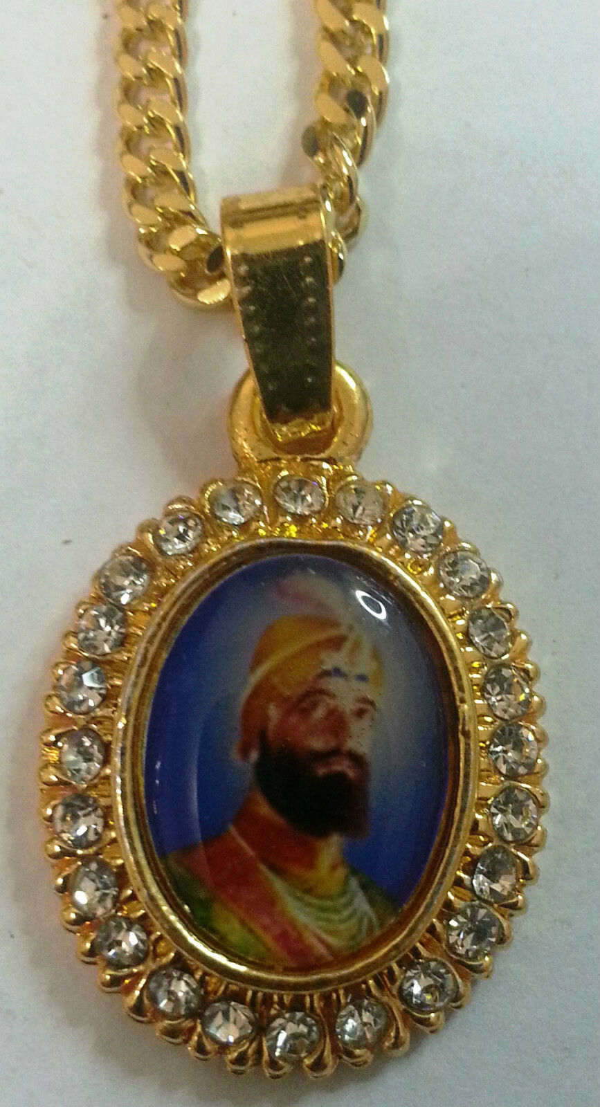 Unisex Gold Plated Stunning Rhinesstones Small Guru Gobind Singh Sikh Pendants