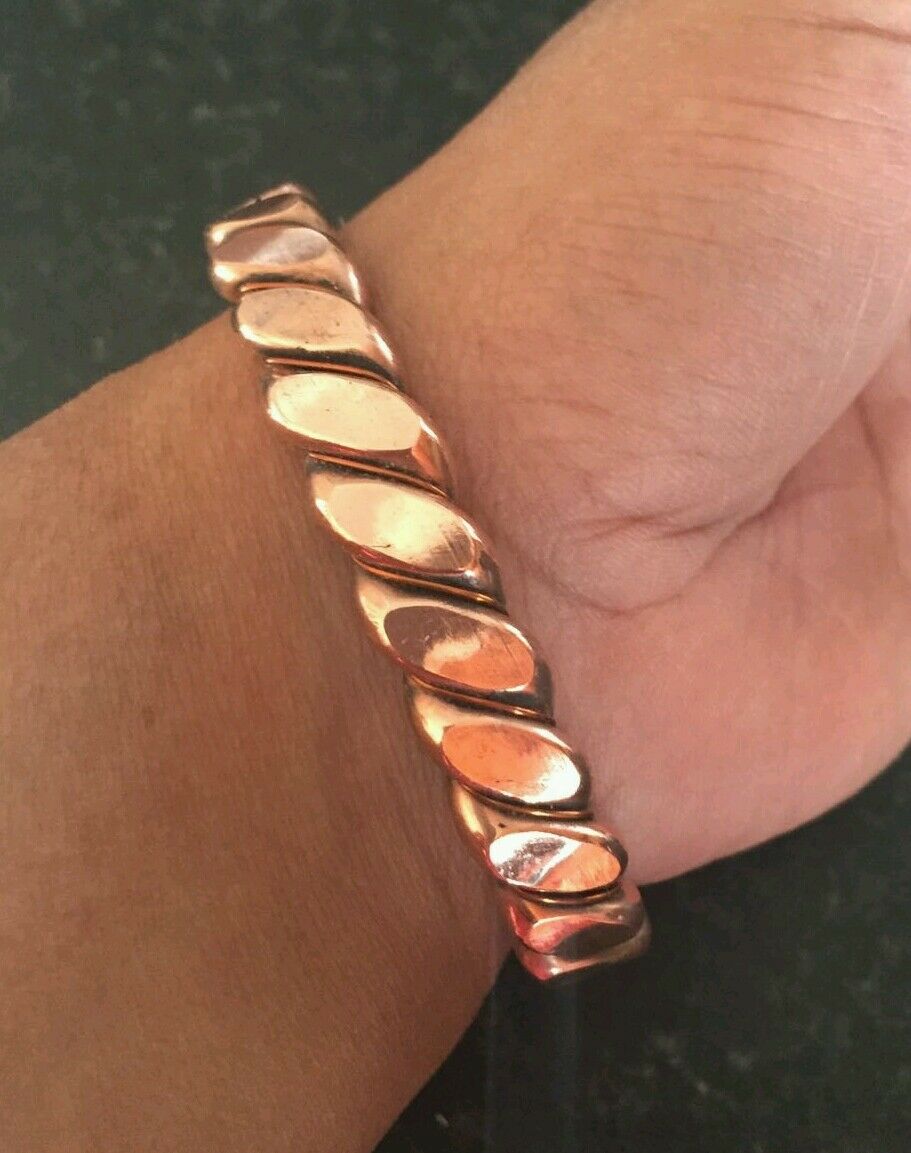 Unisex Pure Copper Twisted Wires Bracelet Cuff Adjustable Size Hindu Kada Kara