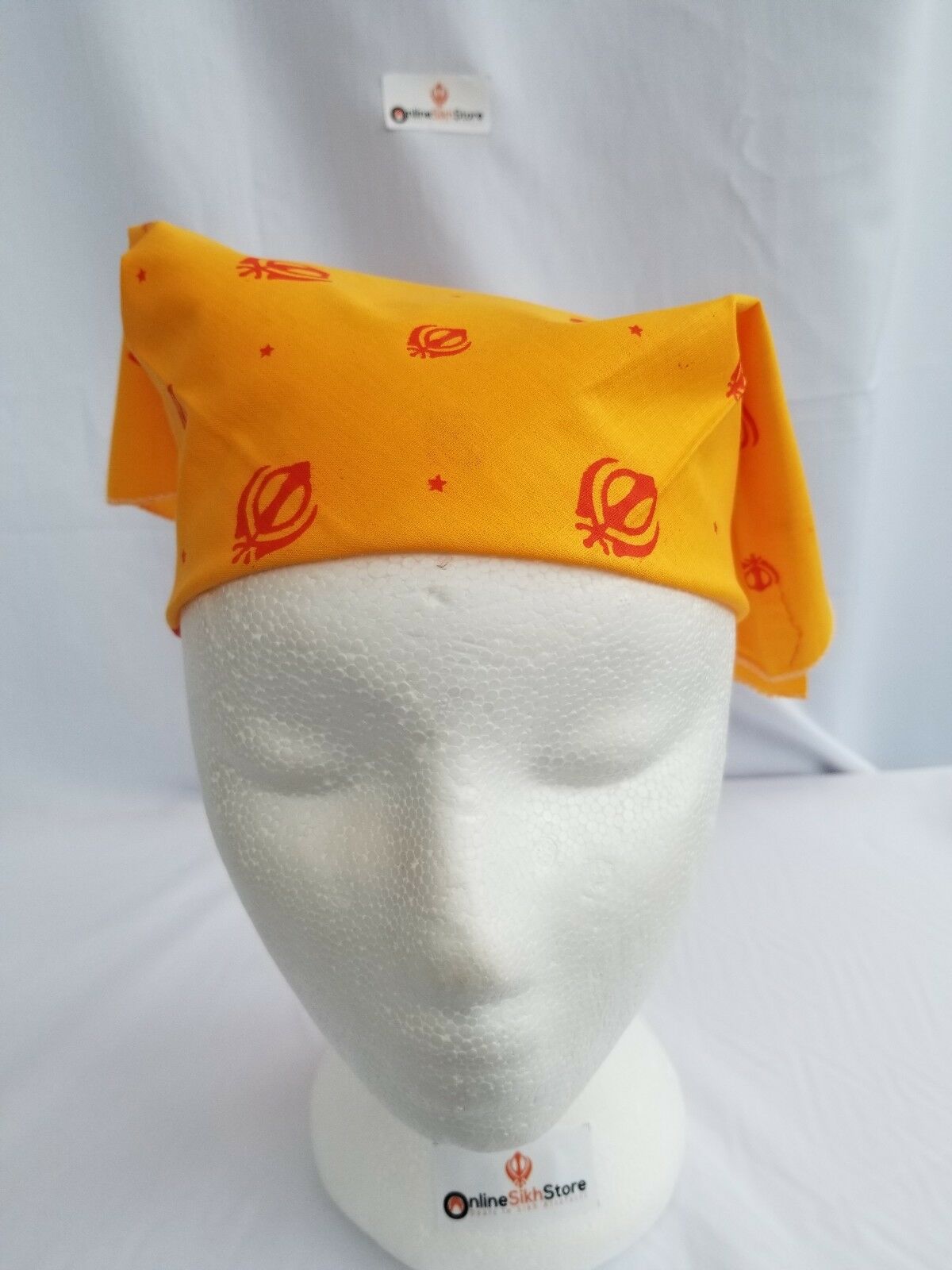 Sikh Hindu Kaur Singh YELLOW Khanda bandana Head Wrap Gear Rumal Handkerchief A1