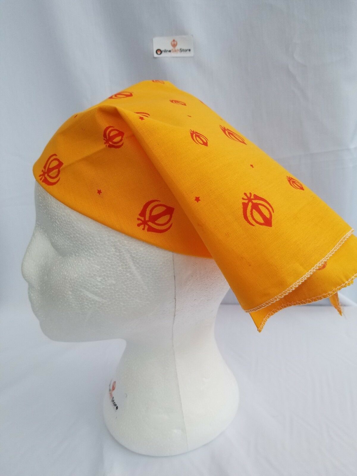 Sikh Hindu Kaur Singh YELLOW Khanda bandana Head Wrap Gear Rumal Handkerchief A1