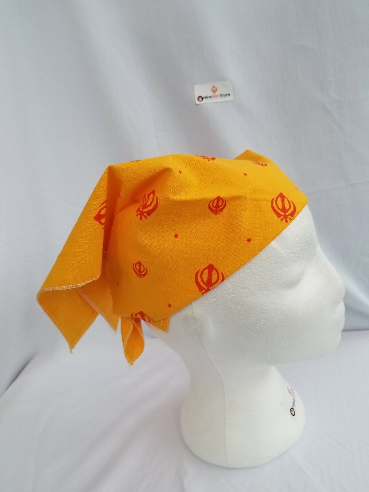 Sikh Hindu Kaur Singh YELLOW Khanda bandana Head Wrap Gear Rumal Handkerchief A1